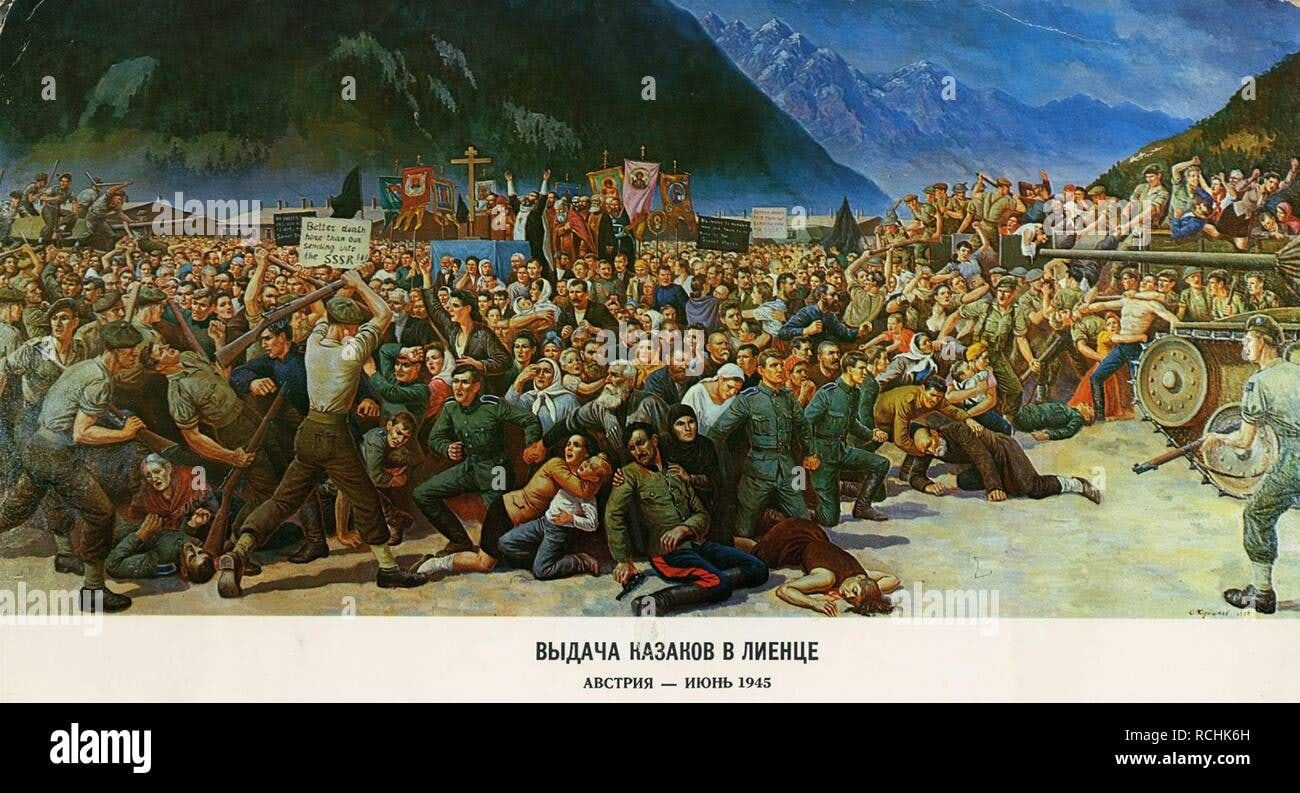 The Betrayal by the British of the Cossacks at Lienz, Austria, in 1945 (Private Collection)