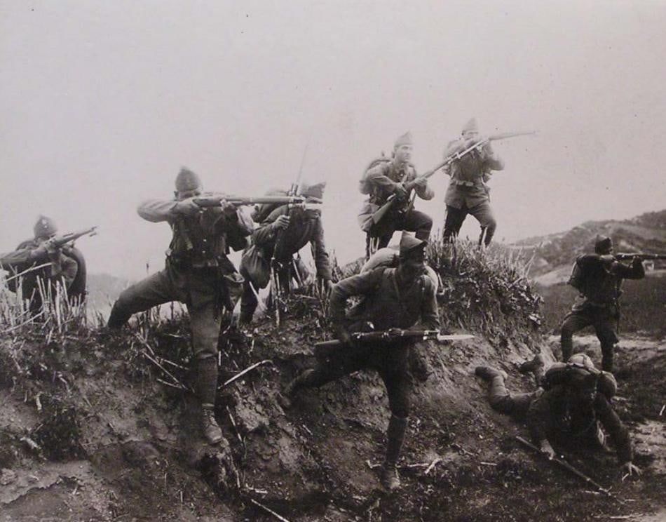 Greek infantry advance during the Greco-Turkish War of 1919-22
