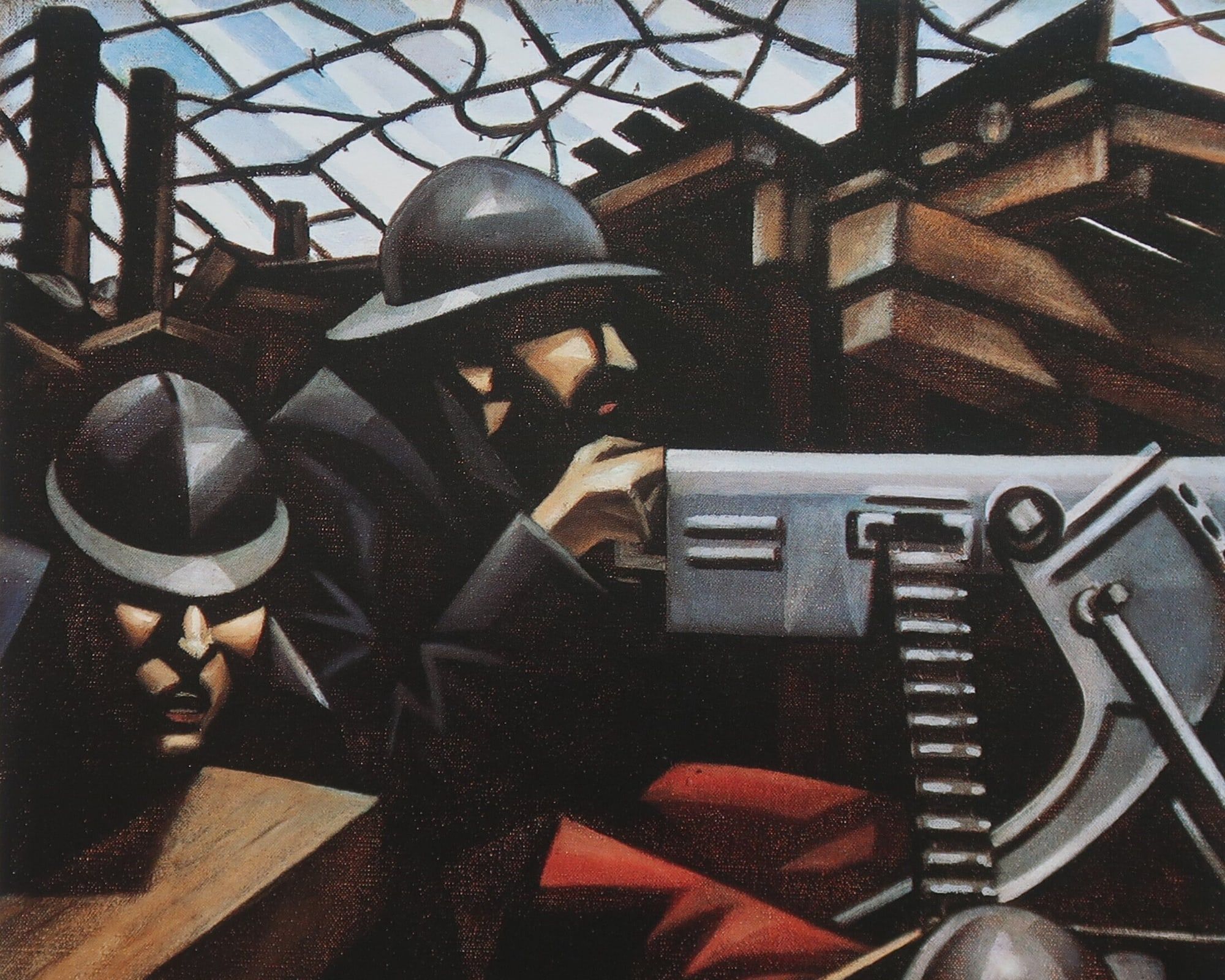 Detail from C.R.W. Nevinson, La Mitrailleuse, 1915